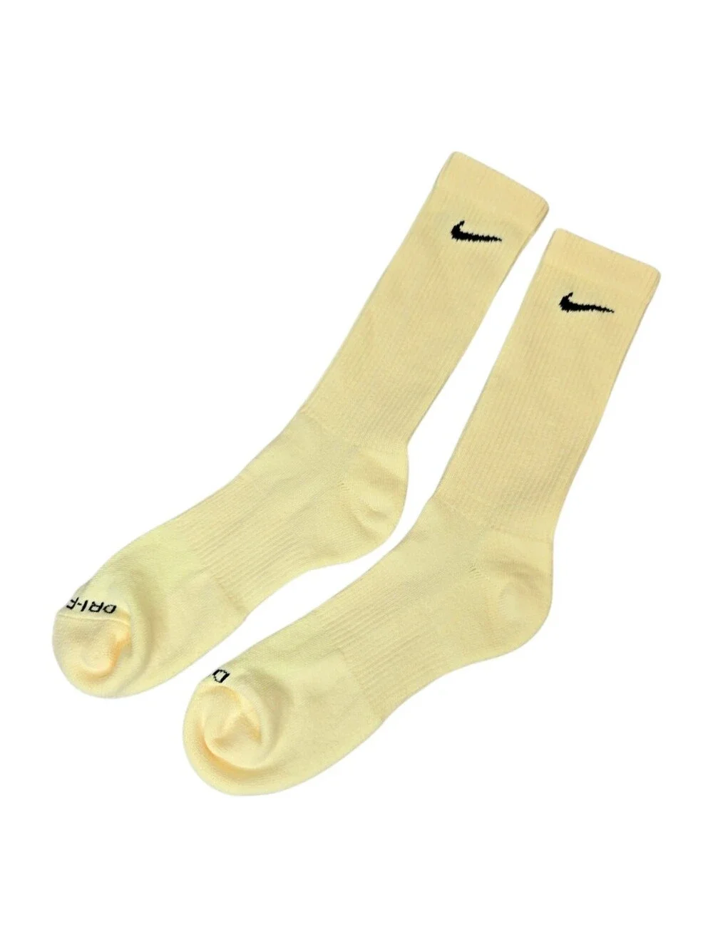 Nike Unisex L Everyday Plus Cushioned Crew Training Socks Pale Yellow - 1 Pair
